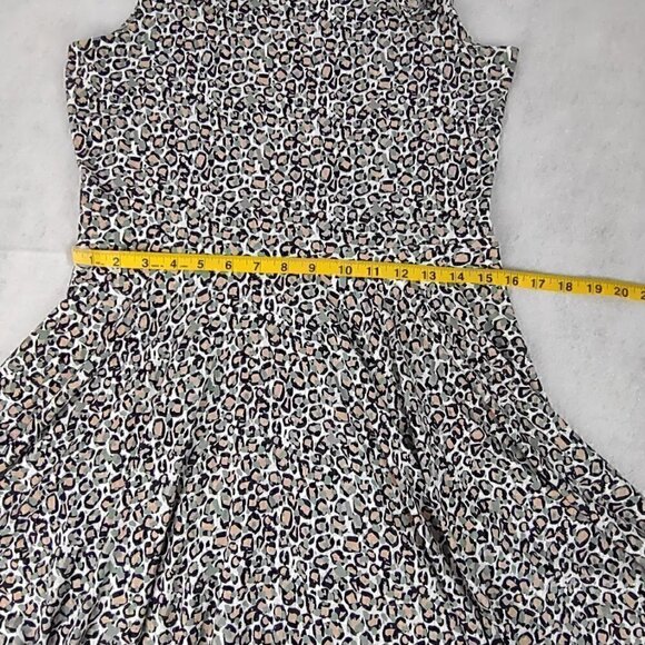 Nicole Miller Green, Peach, Black, White Patterned Midi Dress Size Large - Picture 8 of 10